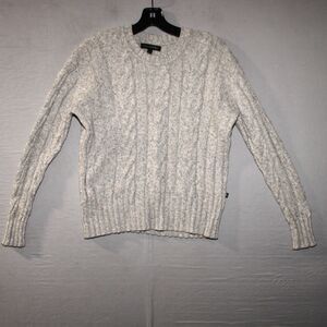 Banana Republic Cable Knit Plush Sweater Women's Large Grey Light Casual